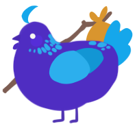 A indigo and sky chicken with a neck-speckle pattern