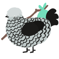 A silver and sable chicken with a lace pattern