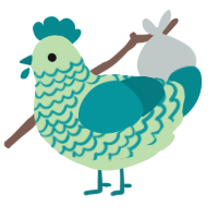 A gluppy and teal chicken with a lace pattern