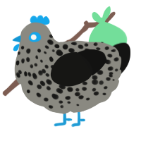 A ash and black chicken with a speckle pattern
