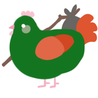 A leaf and vermilion chicken