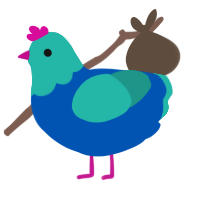 A ultramarine and turquoise chicken with a head pattern