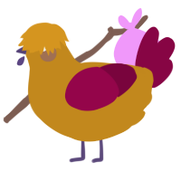 A ochre and maroon chicken