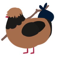 A brown and sable chicken with a head pattern