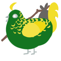 A leaf and yellow chicken with a half-lace pattern
