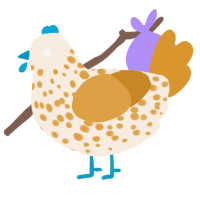 A cream and orange chicken with a speckle pattern