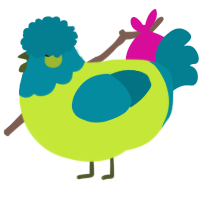 A lime and sea chicken with a head pattern