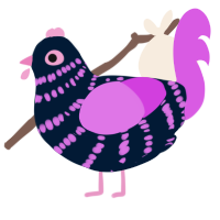 A tumblr and orchid chicken with a bar pattern