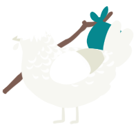 A white chicken with a half-lace pattern