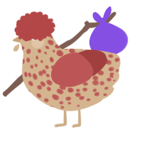 A beige and red chicken with a speckle pattern