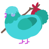 A aqua and turquoise chicken with a head pattern