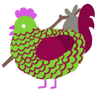 A grass and maroon chicken with a lace pattern
