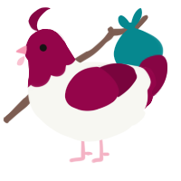 A white and maroon chicken with a head pattern