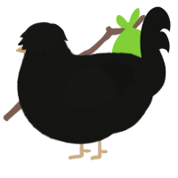 A black chicken with a lace pattern