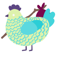 A apple and aqua chicken with a lace pattern