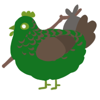 A leaf and bark chicken with a half-lace pattern