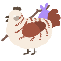 A cream and russet chicken with a half-bar pattern