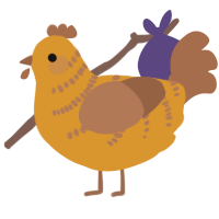 A orange and brown chicken with a half-bar pattern