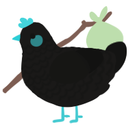 A sable and black chicken with a lace pattern