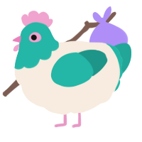 A cream and turquoise chicken with a head pattern