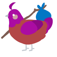 A red and plum chicken with a head pattern