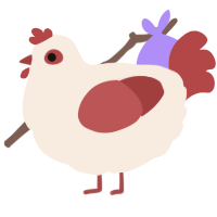 A cream and red chicken