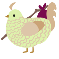 A apple and beige chicken with a lace pattern