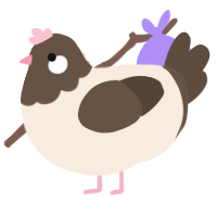 A cream and bark chicken with a head pattern