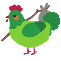 A grass and viridian chicken with a head pattern