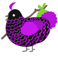 A black and amethyst chicken with a lace pattern