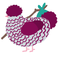 A mist and wine chicken with a lace pattern