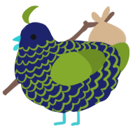 A navy and chartreuse chicken with a lace pattern