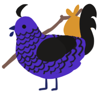 A indigo and sable chicken with a lace pattern