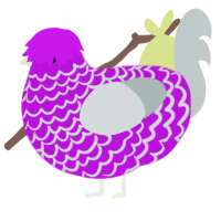 A amethyst and silver chicken with a lace pattern