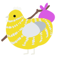 A yellow and mist chicken with a bar pattern