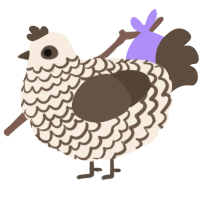 A cream and bark chicken with a lace pattern