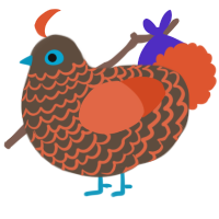 A bark and vermilion chicken with a lace pattern