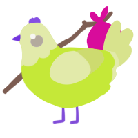 A lime and lemon chicken with a head pattern