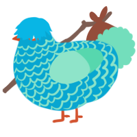 A cerulean and mint chicken with a lace pattern