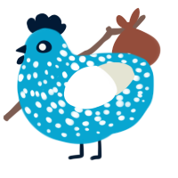 A cerulean and white chicken with a speckle pattern