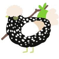 A black and cream chicken with a speckle pattern