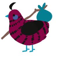 A maroon and black chicken with a bar pattern