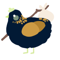 A tumblr and gold chicken with a neck-speckle pattern
