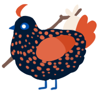 A tumblr and vermilion chicken with a speckle pattern