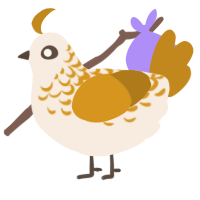 A cream and ochre chicken with a half-lace pattern