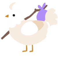 A cream chicken with a head pattern