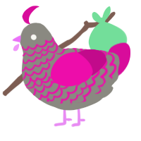 A ash and fuchsia chicken with a lace pattern