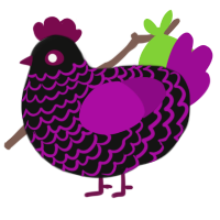 A black and plum chicken with a lace pattern