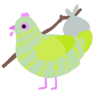 A gluppy and lime chicken with a bar pattern