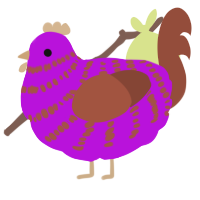 A amethyst and russet chicken with a bar pattern